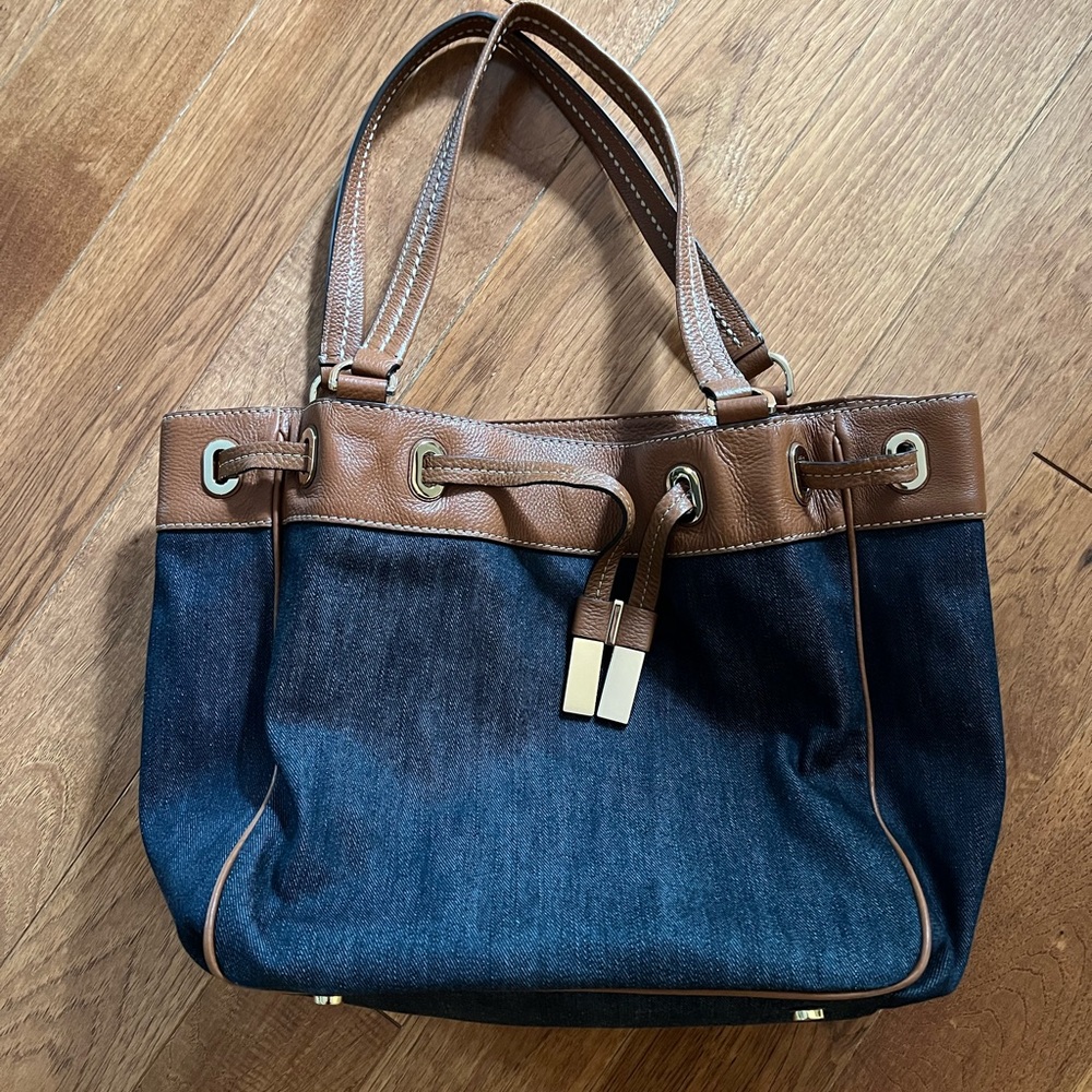Michael Kors Purse, Denim and Brown Leather